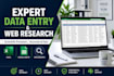 do fast accurate data entry and web research
