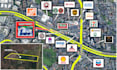 design retail trade aerial map with site arrow