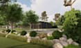 design backyard, landscape, patio, front yard and garden 3d rendering