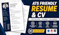 create ats friendly professional CV resume and cover letter