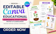design editable canva educational worksheet study guides notes flashcards