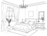 make bedroom interior illustration, sketch