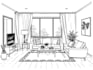 make living room interior sketch, illustration