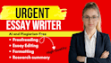 do urgent essay writing, proofread and edit essays, reports, case study, summary