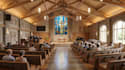 create realistic church sanctuary interior design and 3d rendering
