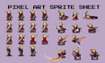 pixel art character animation, pixel art sprite sheets, 2d game assets