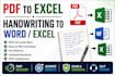 convert PDF to excel and handwritten notes to word or excel