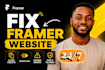 fix framer website, clone framer website, animations, and framer errors