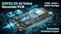 design esp32 s3 ai voice recorder pcb with 3 mic array and emmc storage