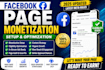 complete facebook page monetization criteria, fix issues and enable instream ads