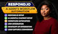create respond io ai agents workflow automation CRM integration chatbot setup
