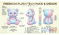 design custom plush reference sheet tech pack stuffed animal toy ych concept