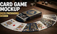 create card game mockup, card deck packaging and tcg presentation