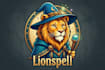 create lion wizard spell mascot logo with text with any file