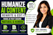 humanize ai content, rewrite and edit ai text professionally