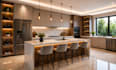 create modern kitchen bathroom dining living room rendering