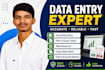 do professional data entry, copy paste, and excel work