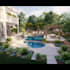 backyard landscape design, pool, garden as a landscape