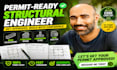 create structural design, beam sizing load calculations and foundation plans