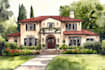 paint custom watercolor house portrait