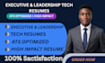 write an ats tech resume for senior software engineers and IT executives