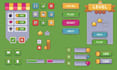 do pixel game art icons, UI, hud, gui, tile set, props, menu health bar screen