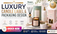 create unique luxury candle label, candle packaging design, can label design