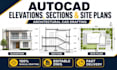 draft autocad elevations, sections and site plans