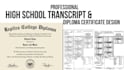 design high school transcript, university transcript, diploma certificate, ged