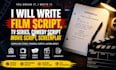 write film script, tv series comedy script movie script, screenplay