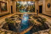 design stunning 3d floor illusion, anamorphic pavement art carpet and mural wall