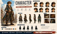 create professional character design concept art expression sheet