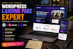 build wordpress divi landing page wordpress elementor rank math website expert