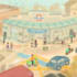 draw a urban city scene with characters