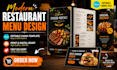 design restaurant menu, food flyer, canva menu template, editable restaurant pro