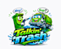 design unique cartoon trash bin cleaning service logo