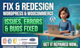 fix wordpress issues redesign woocommerce repair wordpress seo elementor bug fix