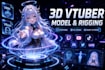 create 3d vtuber model,vroid,vrchat,live2d rigging,anime vtuber, vtuber rigging
