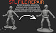 repair stl file, fix mesh errors, non manifold geometry and optimize 3d model