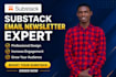 setup substack account, design substack newsletter and manage substack