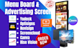setup menu board advertising screens yodeck optisigns novisign screencloud canva