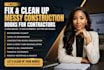 fix, clean up messy construction quickbooks for contractors