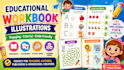 illustrate educational workbooks and learning activities for kids