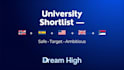 create category based university shortlists for US, UK, aus