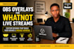 design professional obs overlays for whatnot live streams