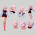 draw anime character reference sheet with multiple poses and expressions