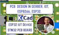 do esp32 pcb design, esp8266 iot pcb layout and gerber files for startups makers