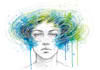 make a sketch with scribbles and watercolor art