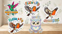 design cute bird stickers with captions