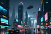 create cyberpunk futuristic city illustration